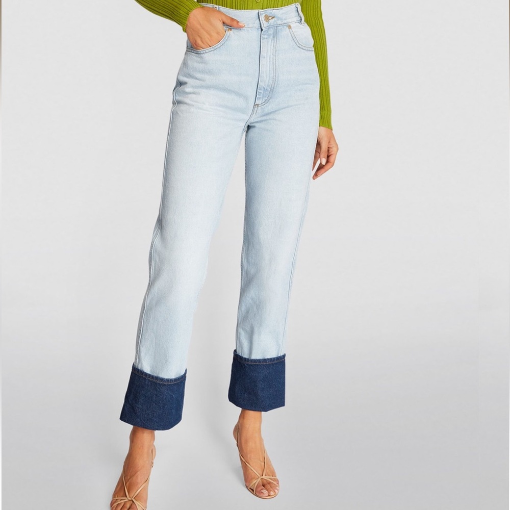 Sandro High rise straight leg cuffed jeans